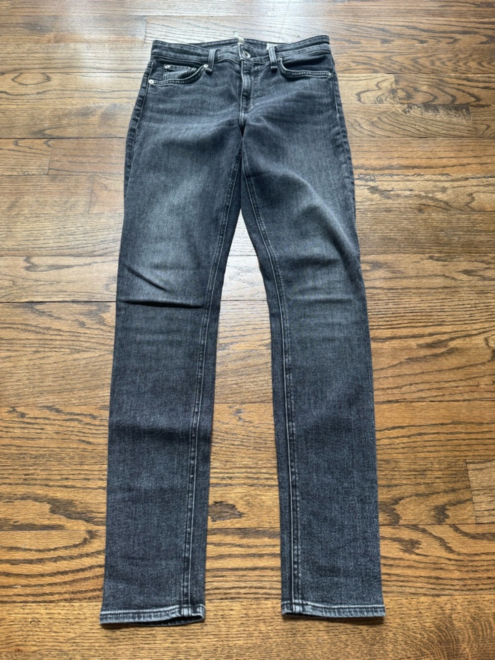 rag & bone Black Opal Mid-Rise Skinny Jeans Size 27 Dark Wash Stretch Denim